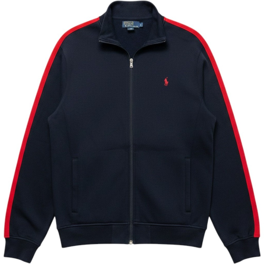 Vintage Polo Ralph Lauren Men Size L Track Jacket Blue Red Pony Full Zip Pockets